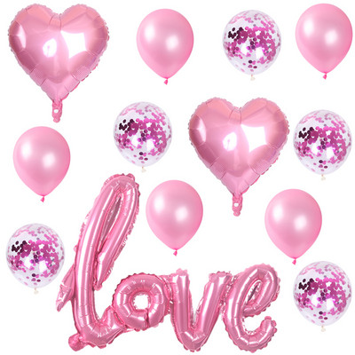 13tk romantiline pulm LOVE alumiiniumfooliumist õhupall südamekujuline roosa kuldroosa sõbrapäeva sünnipäevapeo kaunistus õhupallid