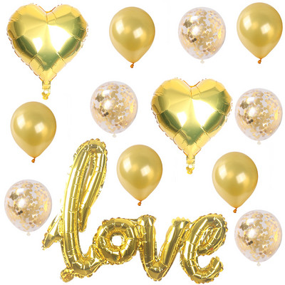 13tk romantiline pulm LOVE alumiiniumfooliumist õhupall südamekujuline roosa kuldroosa sõbrapäeva sünnipäevapeo kaunistus õhupallid