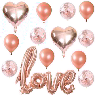 13tk romantiline pulm LOVE alumiiniumfooliumist õhupall südamekujuline roosa kuldroosa sõbrapäeva sünnipäevapeo kaunistus õhupallid
