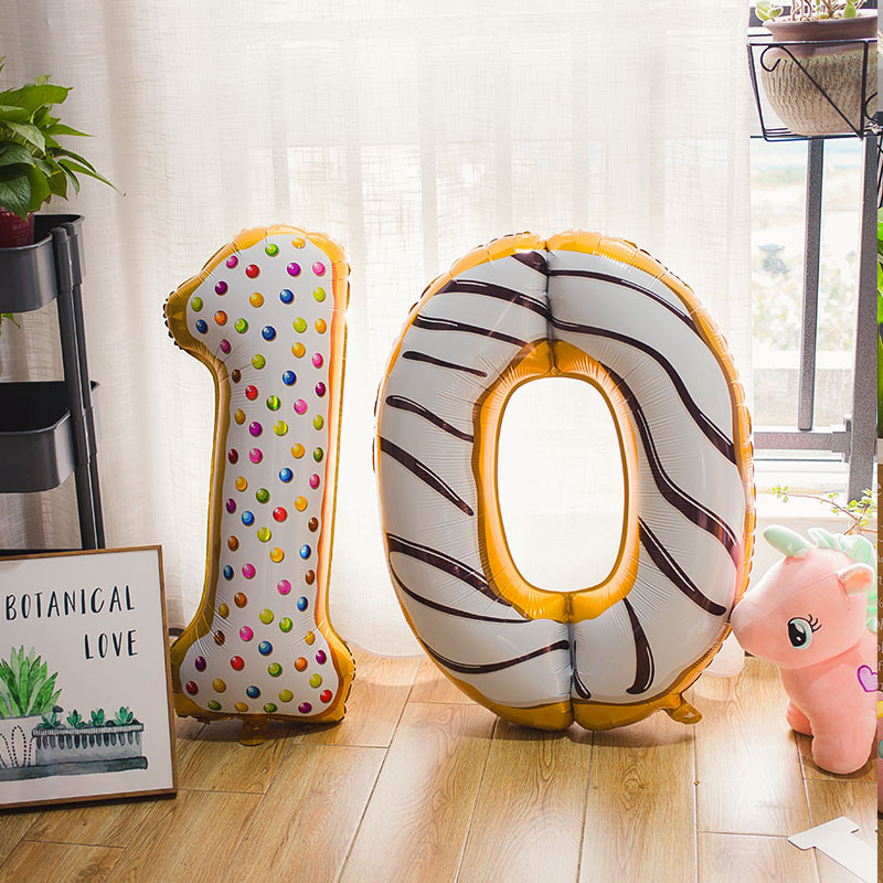 40 hüvelykes fánk csokoládé szám fólia lufi babaváró boldog születésnapi buli dekoráció felfújható labda édes gyerekbuli