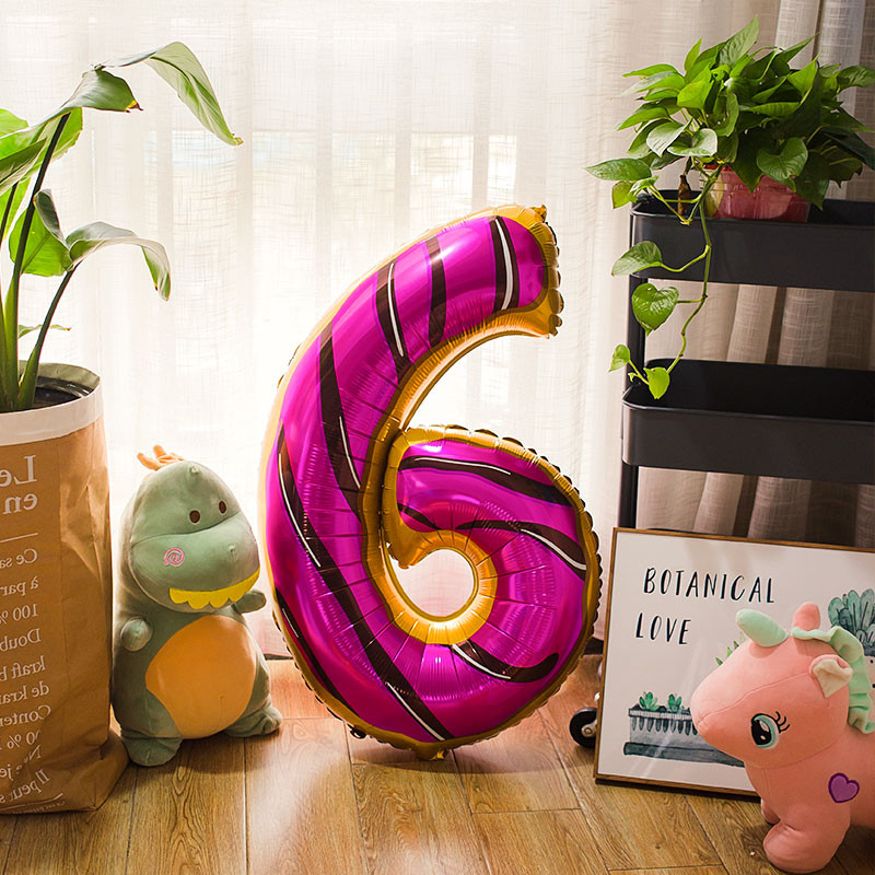 40 hüvelykes fánk csokoládé szám fólia lufi babaváró boldog születésnapi buli dekoráció felfújható labda édes gyerekbuli