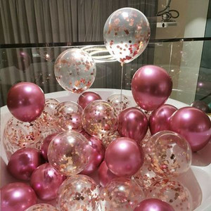 20 bucăți 12 inci baloane din latex din metal cromat, aur roz, argint, confeti, baloane cu heliu, pentru petrecerea de aniversare, pentru decorațiuni de nuntă.