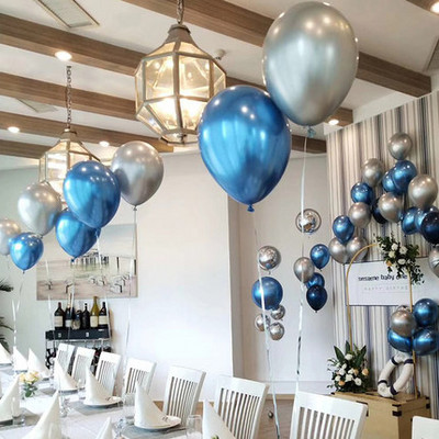 20 bucăți 12 inci baloane din latex din metal cromat, aur roz, argint, confeti, baloane cu heliu, pentru petrecerea de aniversare, pentru decorațiuni de nuntă.