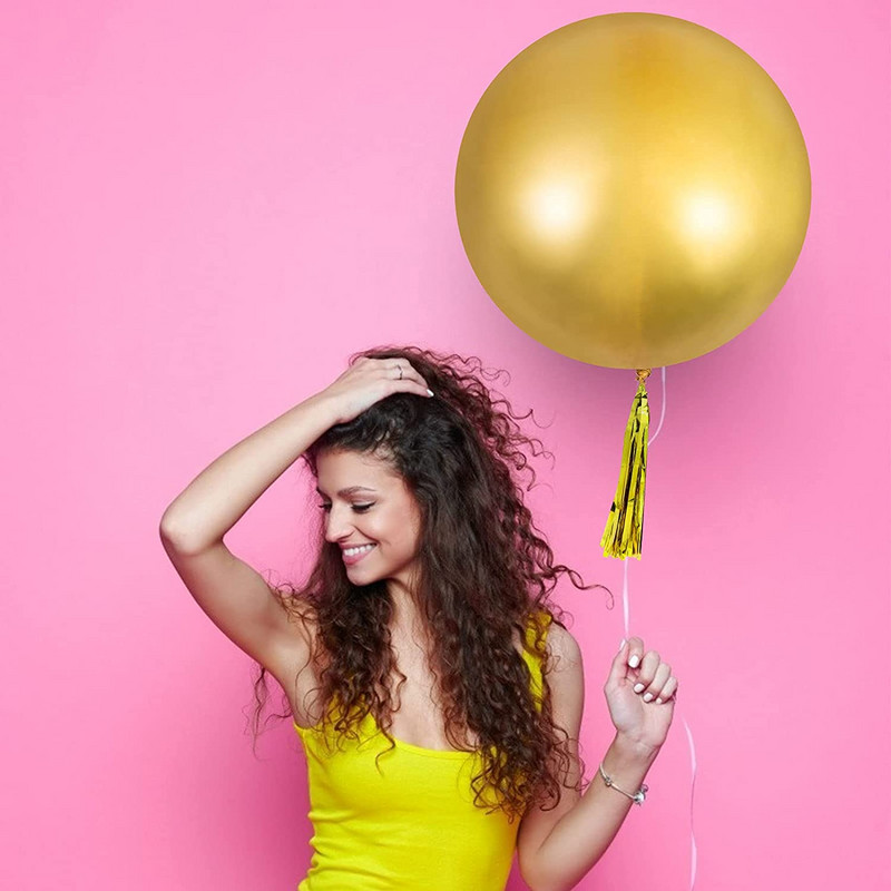 Baloane gigantice din latex din metal cromat de 36 inch, 35 cm, ciucuri de hârtie, decorațiuni pentru nuntă, pentru petrecerea de aniversare, pentru baby shower, jucării pentru copii