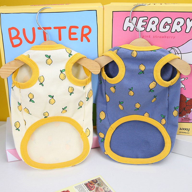 Citronu raksta suņu veste krekls mājdzīvnieku apģērbs vasaras suņu krekls pulovers kucēnu apģērbs bez piedurknēm suņa kapuces veste maziem suņiem XXL