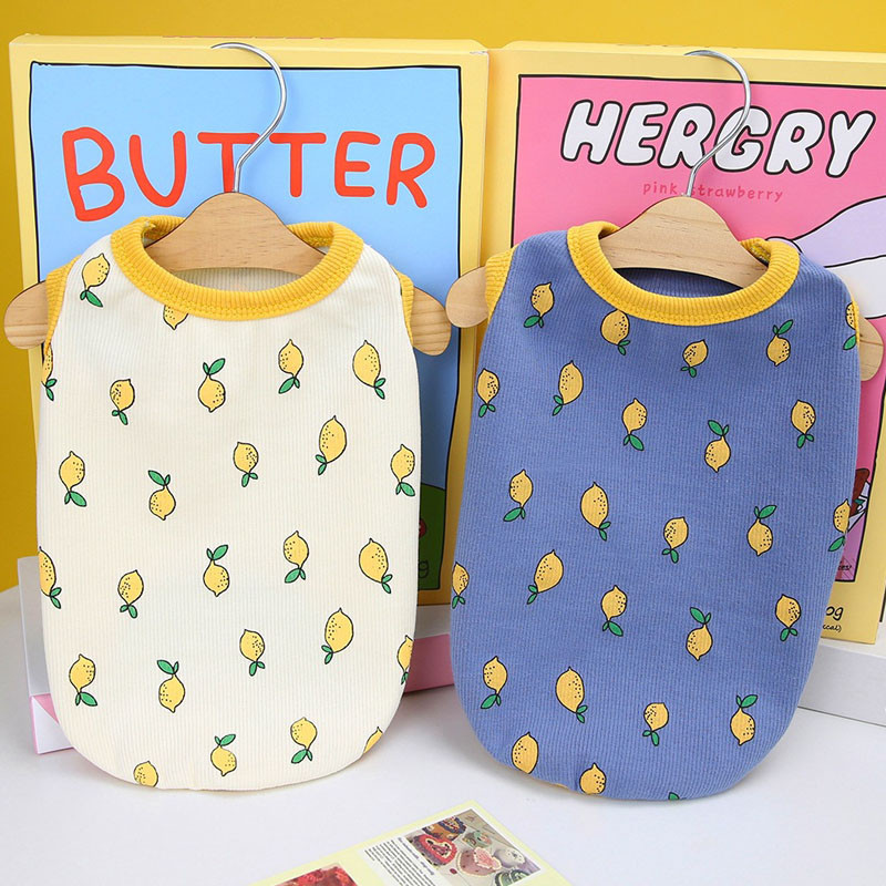 Citronu raksta suņu veste krekls mājdzīvnieku apģērbs vasaras suņu krekls pulovers kucēnu apģērbs bez piedurknēm suņa kapuces veste maziem suņiem XXL