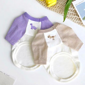 Kisállat nyári póló Bichon Leggings Teddy Rajzfilm Kétlábú ruhák Dinoszaurusz Hímzett Mellény Csíkos Kutya Ruhák