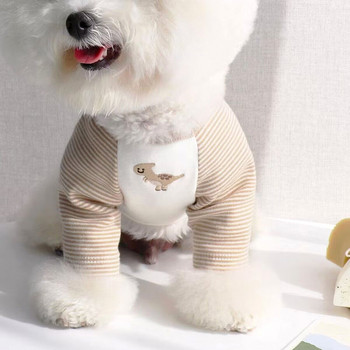 Καλοκαιρινό μπλουζάκι για κατοικίδια Bichon Leggings Teddy Cartoon Ρούχα με δύο πόδια Δείνοσαυρος κεντημένο γιλέκο Ριγέ Ρούχα για σκύλους