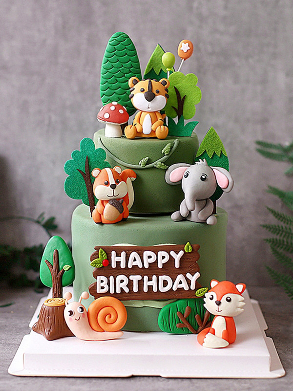 Jaunais dzīvnieks tīģeris lauva zilonis multfilma kūka Topper Forest džungļu safari cupcake dekors 1. dzimšanas dienas ballītei jaukas dāvanas