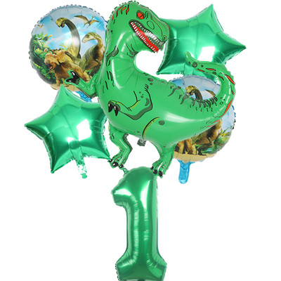 6gab liels dinozauru alumīnija folijas balons 32 collu sarkans zaļš numura balons dinozauru ballīte meža ballītes dekorēšana bērnu duša