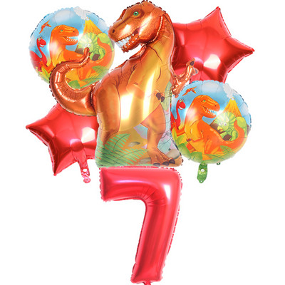 6gab liels dinozauru alumīnija folijas balons 32 collu sarkans zaļš numura balons dinozauru ballīte meža ballītes dekorēšana bērnu duša