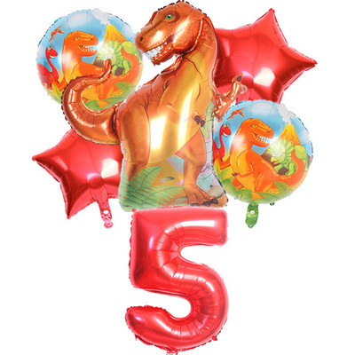6gab liels dinozauru alumīnija folijas balons 32 collu sarkans zaļš numura balons dinozauru ballīte meža ballītes dekorēšana bērnu duša