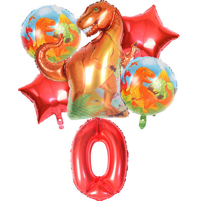 6gab liels dinozauru alumīnija folijas balons 32 collu sarkans zaļš numura balons dinozauru ballīte meža ballītes dekorēšana bērnu duša