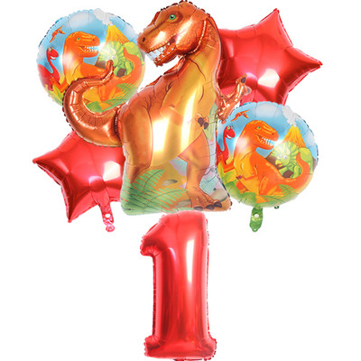6gab liels dinozauru alumīnija folijas balons 32 collu sarkans zaļš numura balons dinozauru ballīte meža ballītes dekorēšana bērnu duša
