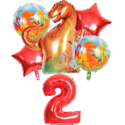 6gab liels dinozauru alumīnija folijas balons 32 collu sarkans zaļš numura balons dinozauru ballīte meža ballītes dekorēšana bērnu duša