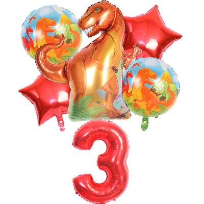 6gab liels dinozauru alumīnija folijas balons 32 collu sarkans zaļš numura balons dinozauru ballīte meža ballītes dekorēšana bērnu duša