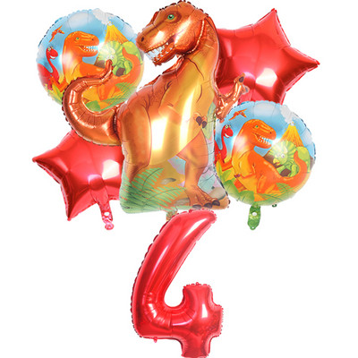 6gab liels dinozauru alumīnija folijas balons 32 collu sarkans zaļš numura balons dinozauru ballīte meža ballītes dekorēšana bērnu duša