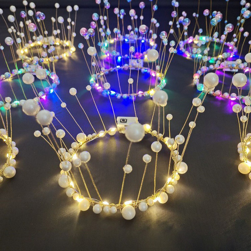 Νέα λάμπα LED Pearl Crown Cake Topper Decor Princess Party Top Topper Χρόνια πολλά Εργαλεία διακόσμησης τούρτας Δώρο προμήθειες γάμου