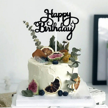 10 бр. Топер за декорации на торта за торта Блестяща хартия Златисто Черен Честит рожден ден Торти за торта Рожден ден Направи си сам Парти консумативи Кекс