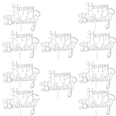 10 gab. Torte kūkas rotājumiem kūkas mirdzošajam papīram Zelts melns Daudz laimes dzimšanas dienā kūku pildītāji dzimšanas dienā DIY ballīšu piederumi cupcake