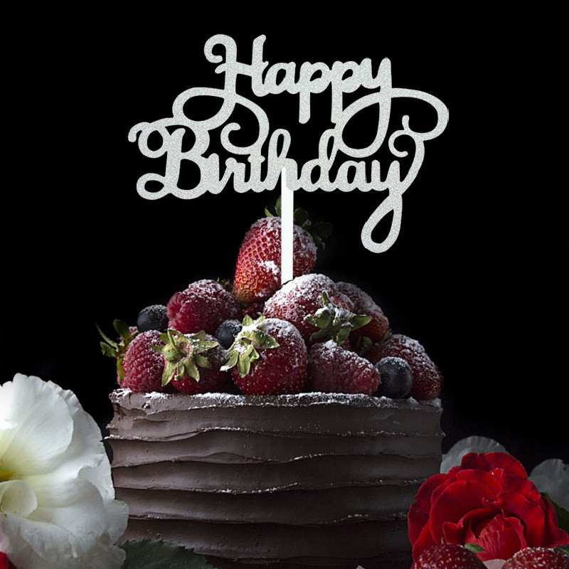 10 gab. Torte kūkas rotājumiem kūkas mirdzošajam papīram Zelts melns Daudz laimes dzimšanas dienā kūku pildītāji dzimšanas dienā DIY ballīšu piederumi cupcake