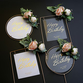 Boldog születésnapot Virágos tortafedele Vas Art Anniversary Party akril cupcake dekoráció babazuhany desszert dekoráció