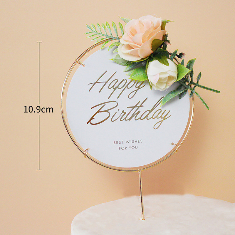 Boldog születésnapot Virágos tortafedele Vas Art Anniversary Party akril cupcake dekoráció babazuhany desszert dekoráció