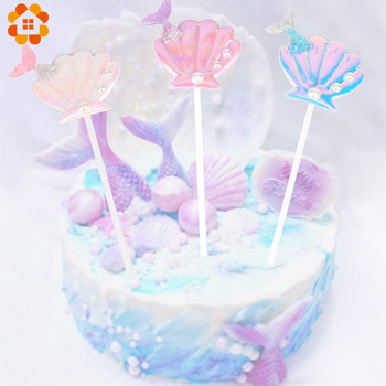 1 комплект топери за торта на тема русалка The Mermaid парти консумативи за деца Favor Birthday Wedding Party Cake Decorations Сладки подаръци
