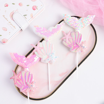 1 set de decorațiuni pentru tort cu tema sirenă, accesorii pentru petrecere pentru copii, pentru copii, decorațiuni pentru petrecerea de nuntă, cadouri drăguțe