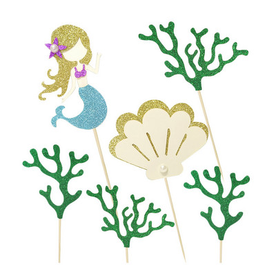 1 set de decorațiuni pentru tort cu tema sirenă, accesorii pentru petrecere pentru copii, pentru copii, decorațiuni pentru petrecerea de nuntă, cadouri drăguțe