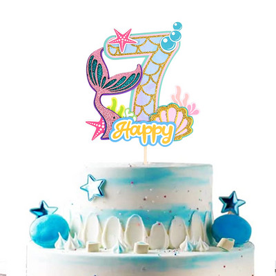 Nāras ballītes kūkas virsma Glitter Mazās nāriņas numura kūkas dekorēšana bērniem 1 2 3 gadu dzimšanas dienas ballītes dekors bērnu duša