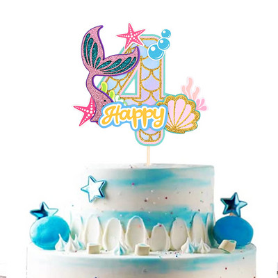 Nāras ballītes kūkas virsma Glitter Mazās nāriņas numura kūkas dekorēšana bērniem 1 2 3 gadu dzimšanas dienas ballītes dekors bērnu duša