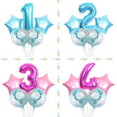 5gab 32 collu lieli skaitļi 0-9 zila roze sarkana zivs aste alumīnija folijas balons globos zēns meitene dzimšanas dienas svinības bērnu duša