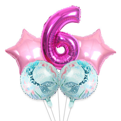 5gab 32 collu lieli skaitļi 0-9 zila roze sarkana zivs aste alumīnija folijas balons globos zēns meitene dzimšanas dienas svinības bērnu duša