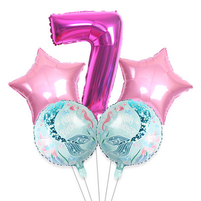 5gab 32 collu lieli skaitļi 0-9 zila roze sarkana zivs aste alumīnija folijas balons globos zēns meitene dzimšanas dienas svinības bērnu duša