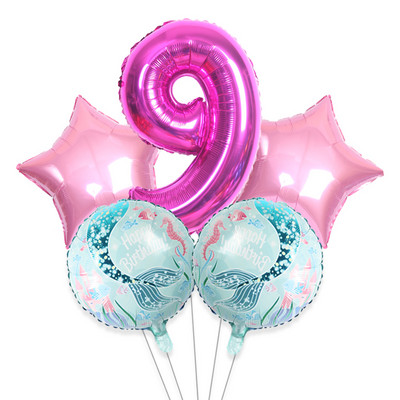 5gab 32 collu lieli skaitļi 0-9 zila roze sarkana zivs aste alumīnija folijas balons globos zēns meitene dzimšanas dienas svinības bērnu duša