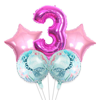 5gab 32 collu lieli skaitļi 0-9 zila roze sarkana zivs aste alumīnija folijas balons globos zēns meitene dzimšanas dienas svinības bērnu duša