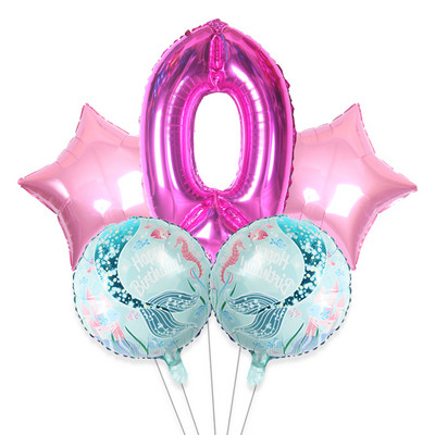 5gab 32 collu lieli skaitļi 0-9 zila roze sarkana zivs aste alumīnija folijas balons globos zēns meitene dzimšanas dienas svinības bērnu duša