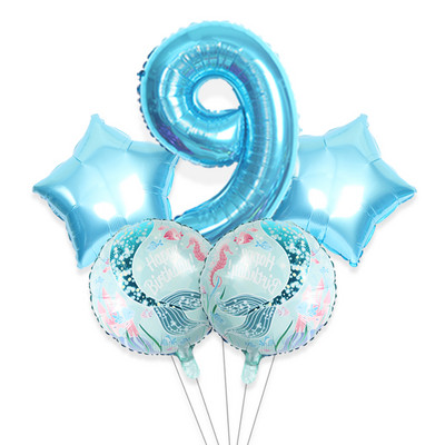 5gab 32 collu lieli skaitļi 0-9 zila roze sarkana zivs aste alumīnija folijas balons globos zēns meitene dzimšanas dienas svinības bērnu duša