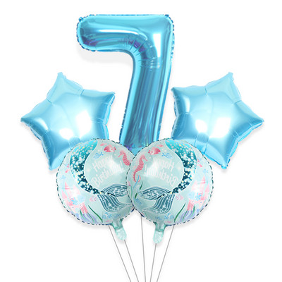 5gab 32 collu lieli skaitļi 0-9 zila roze sarkana zivs aste alumīnija folijas balons globos zēns meitene dzimšanas dienas svinības bērnu duša