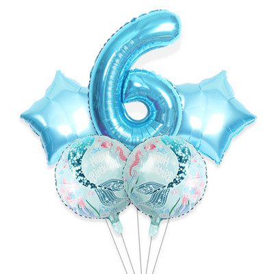 5gab 32 collu lieli skaitļi 0-9 zila roze sarkana zivs aste alumīnija folijas balons globos zēns meitene dzimšanas dienas svinības bērnu duša