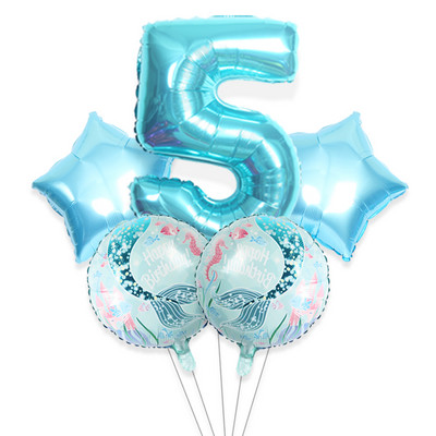 5gab 32 collu lieli skaitļi 0-9 zila roze sarkana zivs aste alumīnija folijas balons globos zēns meitene dzimšanas dienas svinības bērnu duša