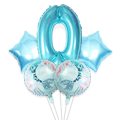 5gab 32 collu lieli skaitļi 0-9 zila roze sarkana zivs aste alumīnija folijas balons globos zēns meitene dzimšanas dienas svinības bērnu duša