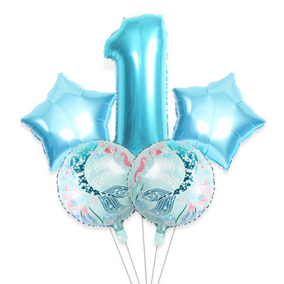 5gab 32 collu lieli skaitļi 0-9 zila roze sarkana zivs aste alumīnija folijas balons globos zēns meitene dzimšanas dienas svinības bērnu duša