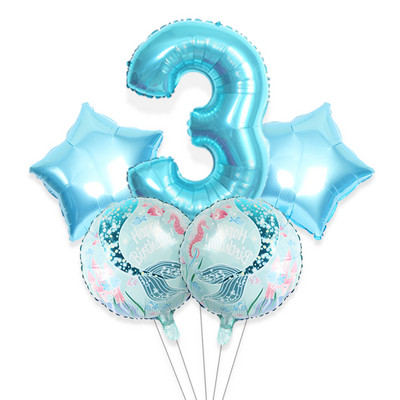 5gab 32 collu lieli skaitļi 0-9 zila roze sarkana zivs aste alumīnija folijas balons globos zēns meitene dzimšanas dienas svinības bērnu duša