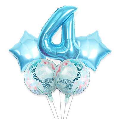 5gab 32 collu lieli skaitļi 0-9 zila roze sarkana zivs aste alumīnija folijas balons globos zēns meitene dzimšanas dienas svinības bērnu duša