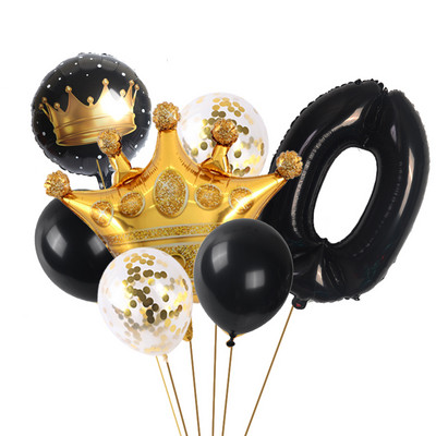 7db/készlet 60*52cm korona 32 hüvelykes digitális ballon fekete arany fiú és lány születésnapi parti dekoráció ballon baba zuhany kellékek