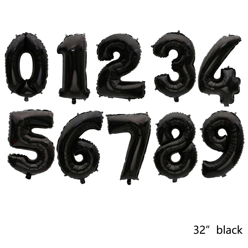 7db/készlet 60*52cm korona 32 hüvelykes digitális ballon fekete arany fiú és lány születésnapi parti dekoráció ballon baba zuhany kellékek