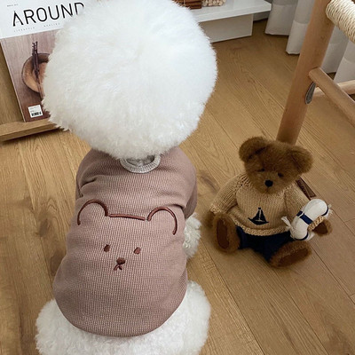 Naminių gyvūnėlių vasaros marškinėliai šunų madingi drabužiai ploni meškiuko megztiniai Pomeranian Bichon Bottom marškinėliai šuniukas namų drabužiai XS-XL