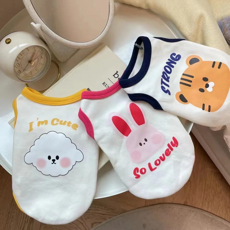 Vasarinė naminių gyvūnėlių liemenė Mieli gyvūnai naminių šunų drabužiai Marškinėliai Meška Avių Drabužiai Medvilniniai šunys Naminių gyvūnėlių liemenės Čihuahua Naminių gyvūnėlių Liemenės Jorkšyro mopsas